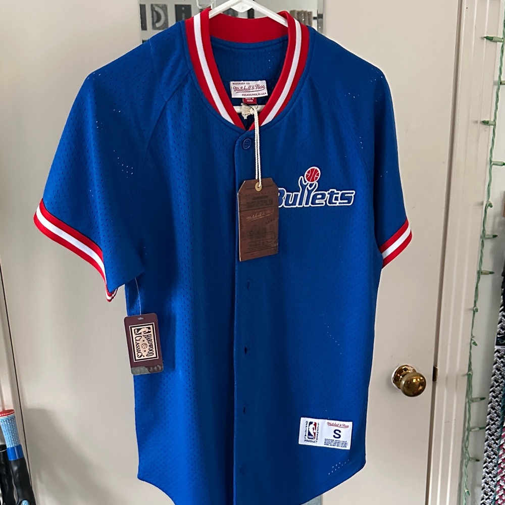 Mitchell & Ness Mens NBA Vintage Jersey Shirt Blue Small New Washington Bullets
